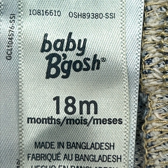Oshkosh Baby B’gosh Overalls Sz 18 Months Blue Denim Elastic Cuffs Cotton Blend - Picture 2 of 8